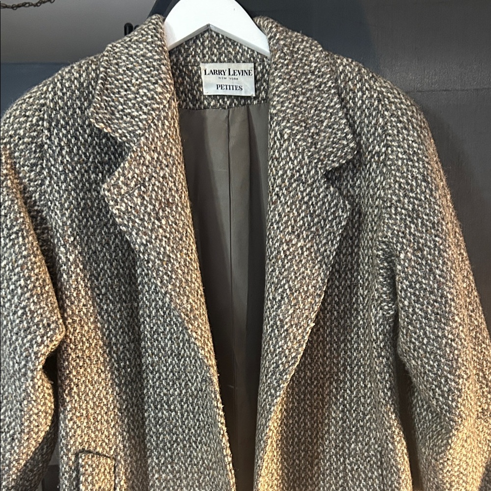 Larry Levine Gray and Cream Trench Coat